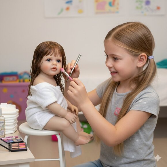 55 cm Babylistic Soft Silicone Vinyl Reborn Doll with rooted hair, eyes, nails - Picture 10 of 10